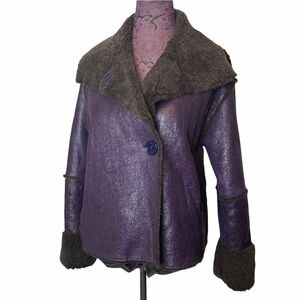 Theory Faux Leather Shearling Purple Jacket